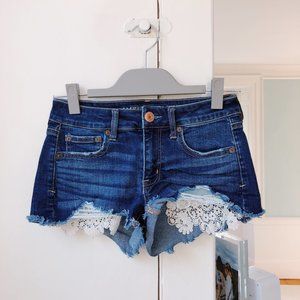 AEO: jean shorts with lace pocket detail